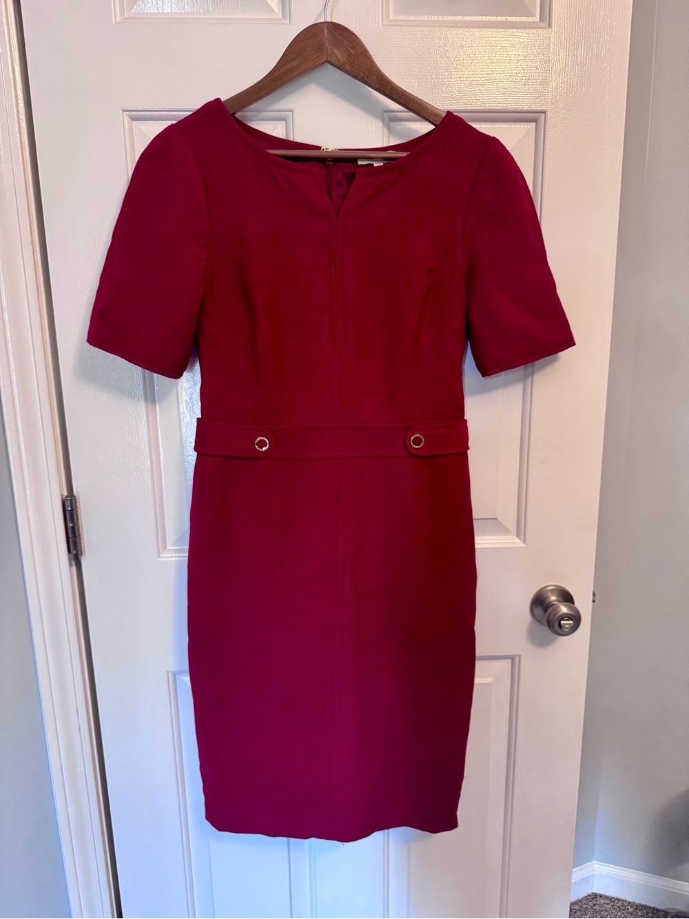 Tory Burch Lydia Sheath Dress - Wool Blend Dress - Crimson Red Shift Dress
